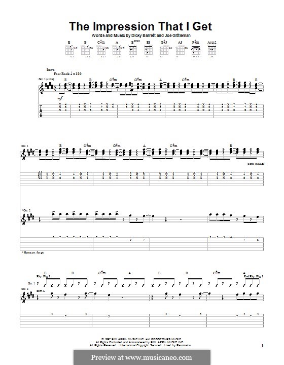 The Impression That I Get (The Mighty Mighty Bosstones): For guitar with tab by Dicky Barrett, Joe Gittleman