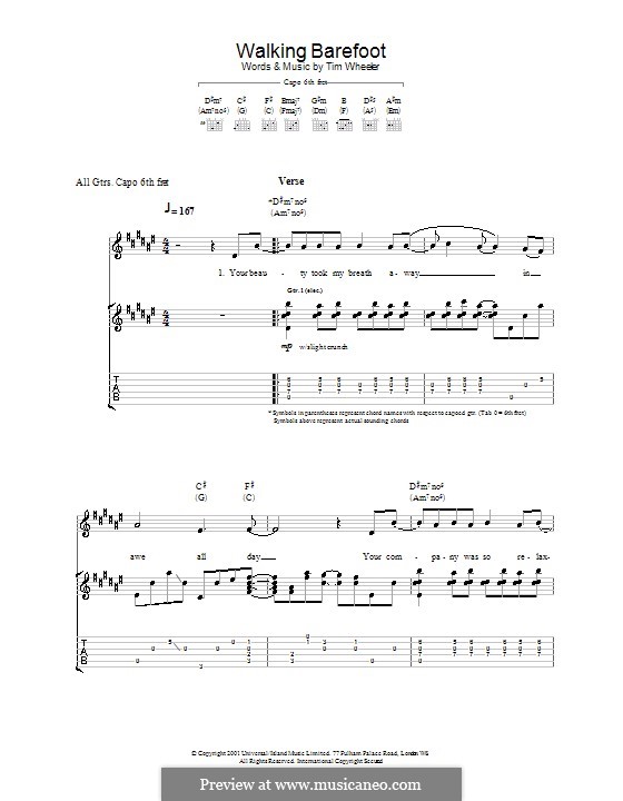 Walking Barefoot (Ash): For guitar with tab by Tim Wheeler