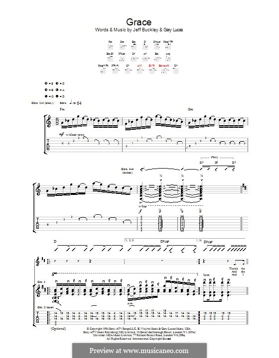 Grace by G. Lucas, J. Buckley - sheet music on MusicaNeo
