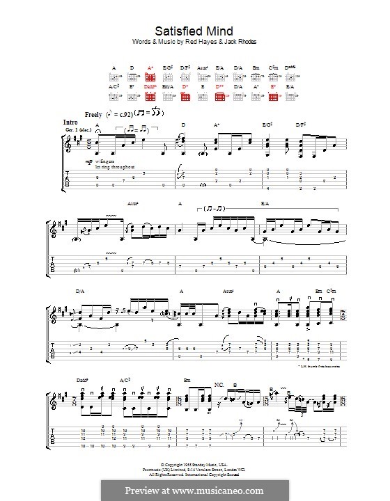 A Satisfied Mind: For guitar with tab by Jack Rhodes, Red Hayes