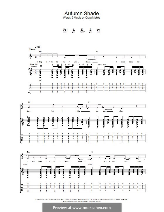 Autumn Shade (The Vines): For guitar with tab by Craig Nicholls