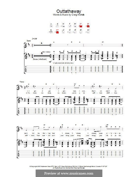 Outtathaway (The Vines) by C. Nicholls sheet music on MusicaNeo