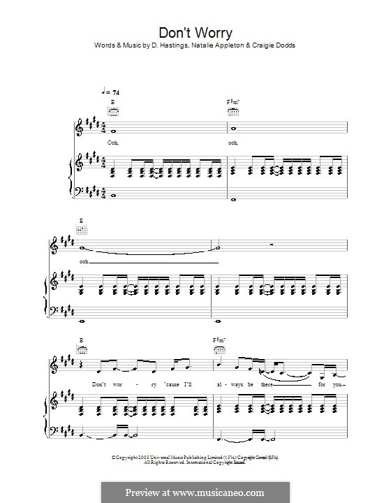 Don't Worry (Appleton): For voice and piano (or guitar) by Craigie Dodds, D. Hastings, Natalie Appleton