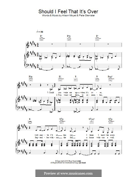 Should I Feel That It's Over: For voice and piano (or guitar) by Pete Glenister