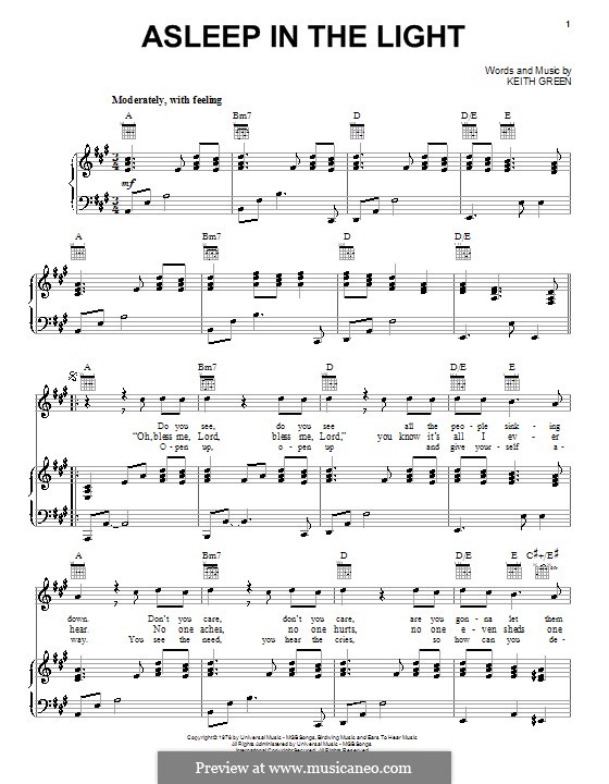 Asleep in the Light: For voice and piano (or guitar) by Keith Green