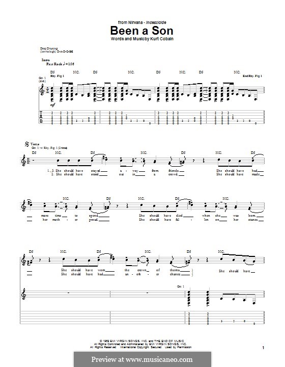 Been a Son (Nirvana): For guitar with tab by Kurt Cobain