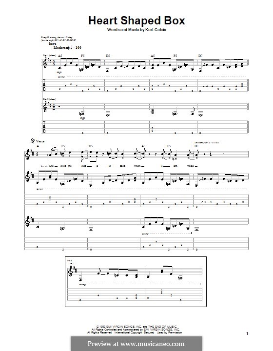 Heart Shaped Box (Nirvana): For guitar with tab by Kurt Cobain