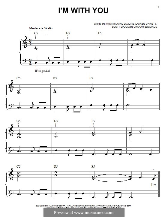 I'm with You: For easy piano by Avril Lavigne, Graham Edwards, Lauren Christy, Scott Spock