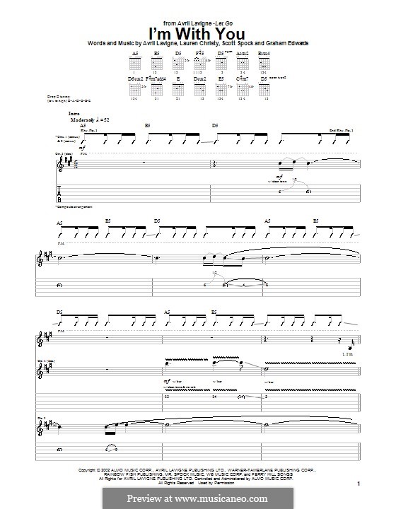I'm with You: For guitar with tab by Avril Lavigne, Graham Edwards, Lauren Christy, Scott Spock