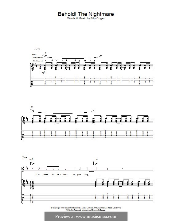 Behold! The Nightmare (The Smashing Pumpkins): For guitar with tab by Billy Corgan