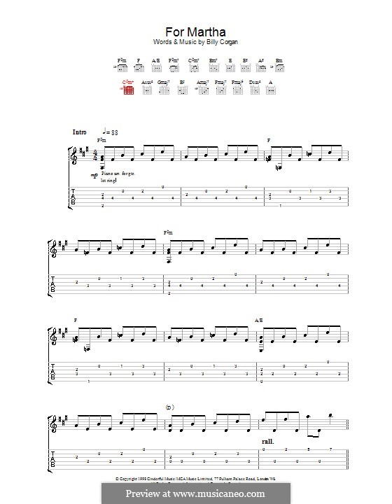 For Martha (The Smashing Pumpkins): For guitar with tab by Billy Corgan