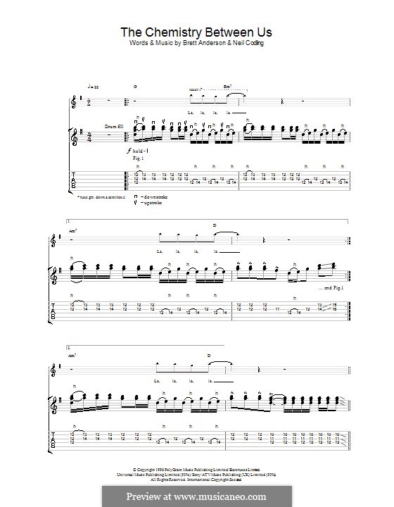 The Chemistry Between Us (Suede): For guitar with tab by Brett Anderson, Neil Codling