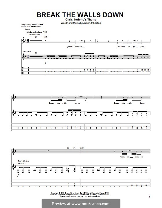 Break the Walls Down (Sevendust): For guitar with tab by James D. Johnston