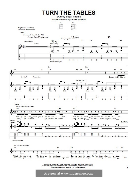Turn the Tables (Saliva): For guitar with tab by James D. Johnston
