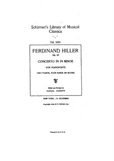 Concerto in F Sharp Minor for Piano and Orchestra, Op.69: Version for two pianos four hands by Ferdinand von Hiller