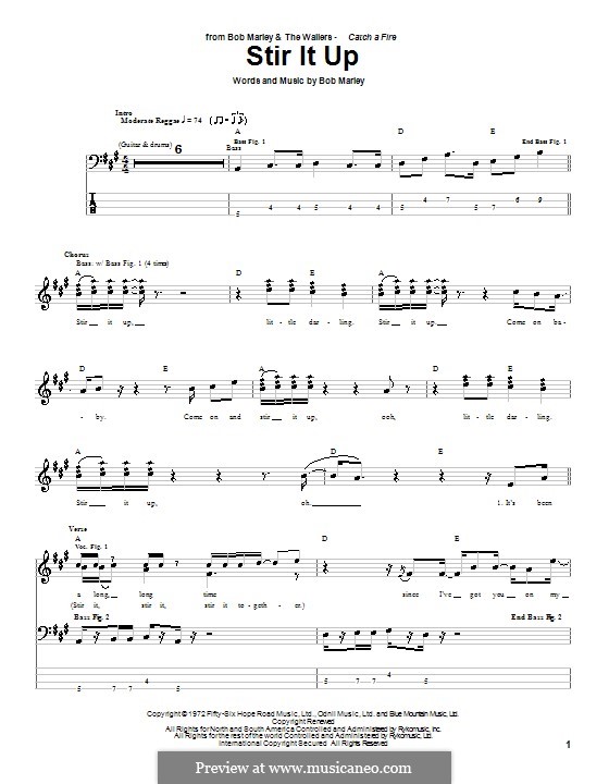 Stir It Up: For bass guitar with tab by Bob Marley