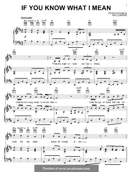 if you know what i mean by n diamond sheet music on musicaneo mean sheet music