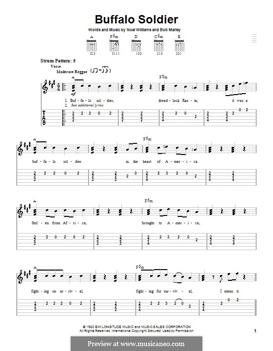 ventura99: Buffalo Soldier Chords In C