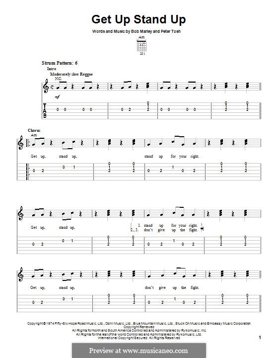 Get Up Stand Up: For guitar (very easy version) by Bob Marley, Peter Tosh