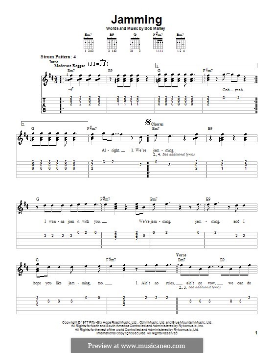 Jamming - Bob Marley - Guitar chords and tabs