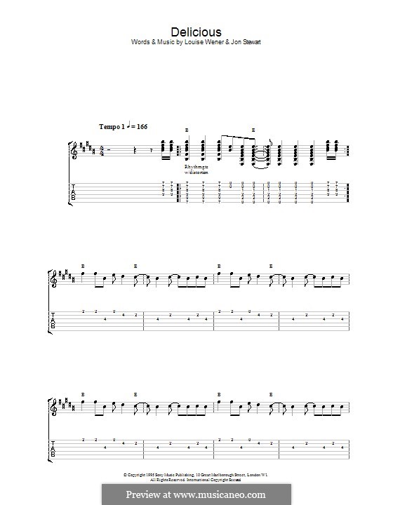 Delicious (Sleeper): For guitar with tab by John Stewart, Louise Wener