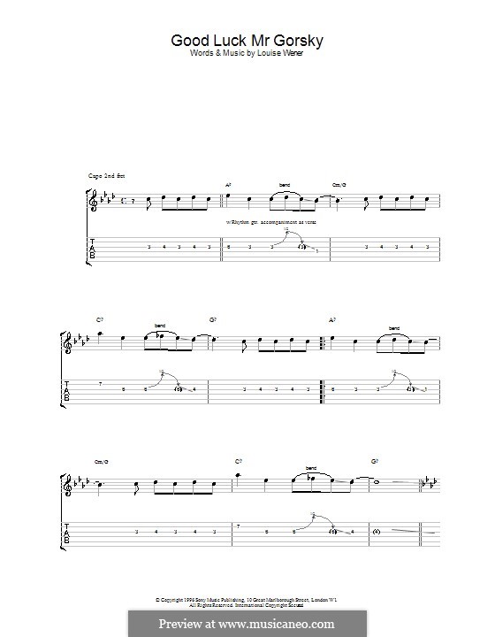 Good Luck Mr Gorsky (Sleeper): For guitar with tab by Louise Wener