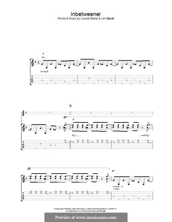 Inbetweener (Sleeper) by J. Stewart, L. Wener sheet music on MusicaNeo