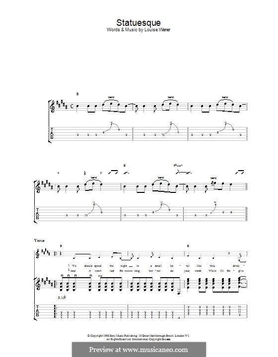 Statuesque (Sleeper): For guitar with tab by Louise Wener