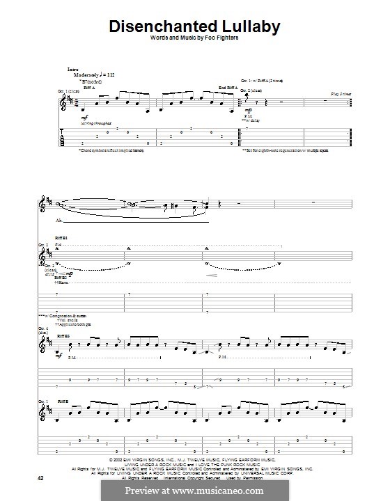 Disenchanted Lullaby: For guitar with tab by Foo Fighters