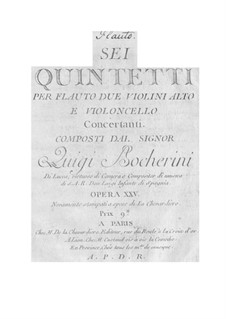 Six Quintets for Flute and Strings, G.425-430: Six Quintets for Flute and Strings by Luigi Boccherini