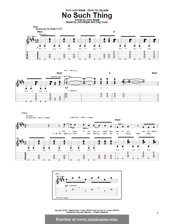 No Such Thing: For guitar with tab by Clay Cook