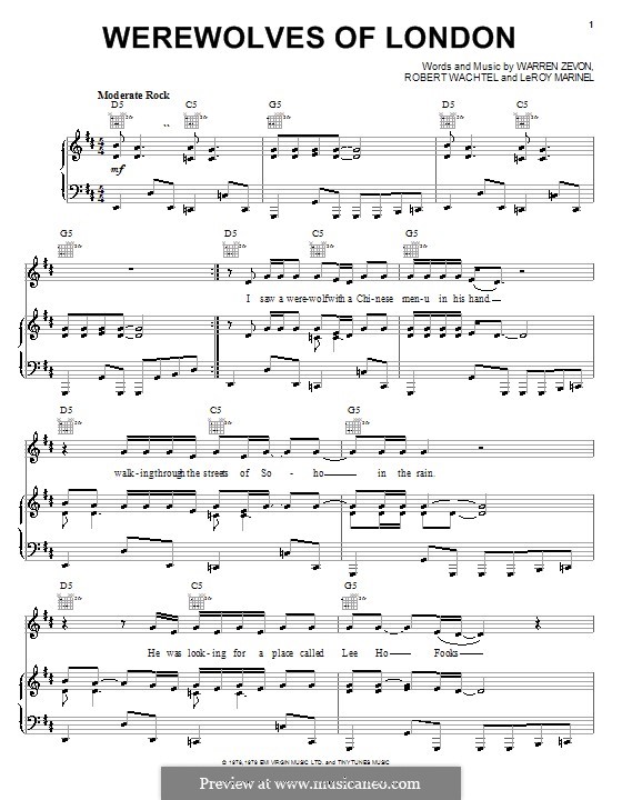 [37+] Werewolves Of London Sheet Music