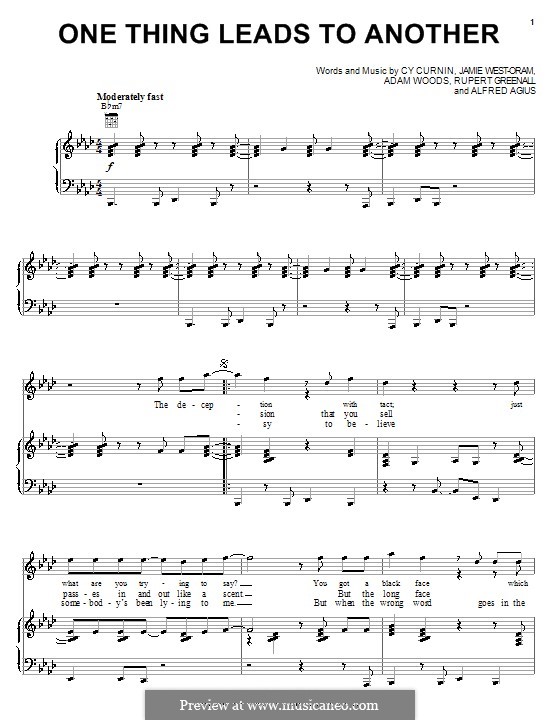 One Thing Leads to Another (The Fixx): For voice and piano (or guitar) by Adam Woods, Alfred Agius, Cy Curnin, Jamie West-Oram, Rupert Greenall