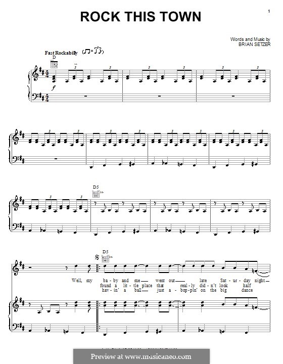 Rock This Town (Stray Cats): For voice and piano (or guitar) by Brian Setzer