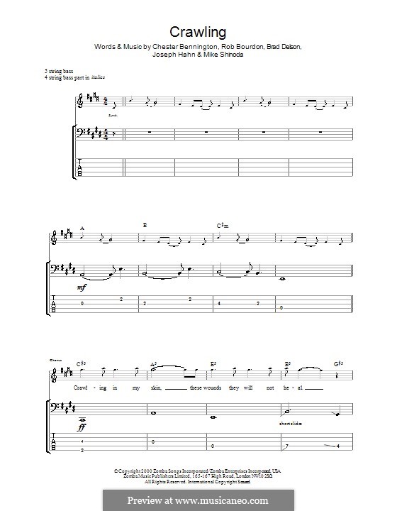 Crawling (Linkin Park) by Delson, C. Bennington, Hahn, Shinoda, Bourdon on MusicaNeo