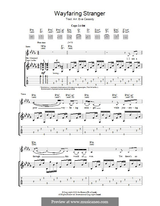 Wayfaring Stranger: For guitar by folklore