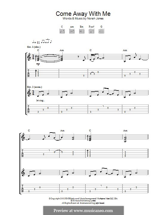 Come Away with Me: For guitar with tab by Norah Jones