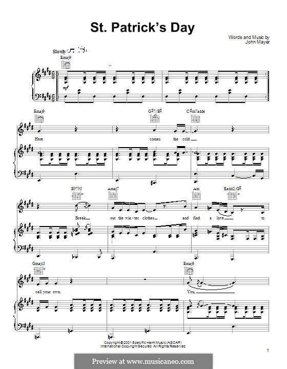 john mayer st patricks day meaning