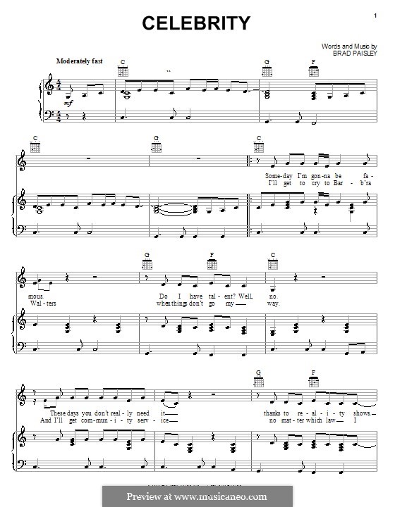 Celebrity: For voice and piano (or guitar) by Brad Paisley