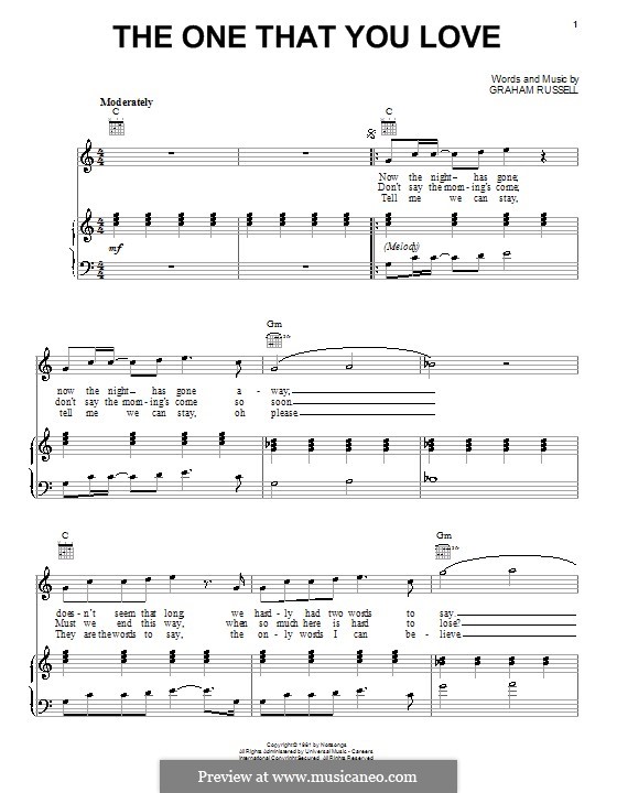 The One That You Love (Air Supply) by G. Russell - sheet music on MusicaNeo