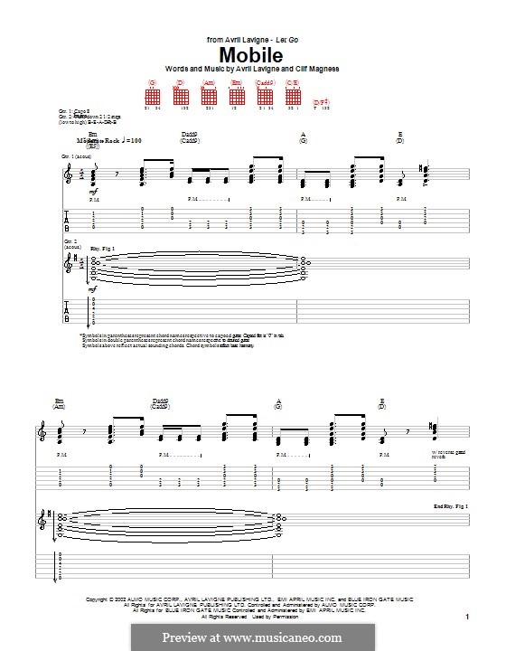 Mobile: For guitar with tab by Avril Lavigne, Clifton Magness