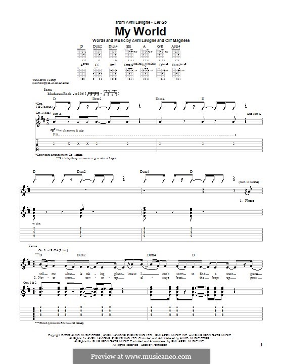 My World: For guitar with tab by Avril Lavigne, Clifton Magness