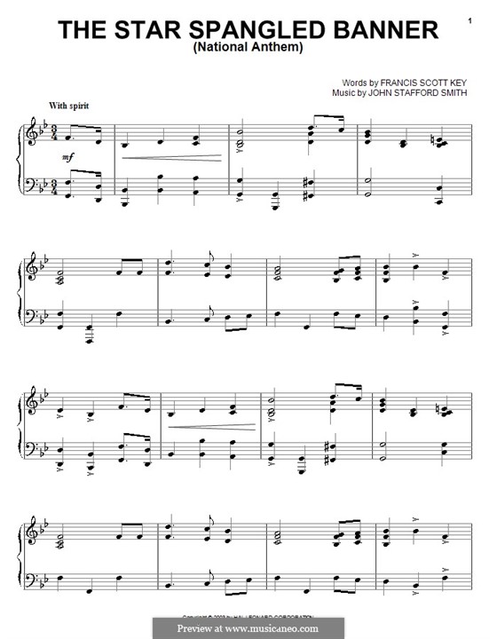 Piano version: For a single performer by John Stafford Smith