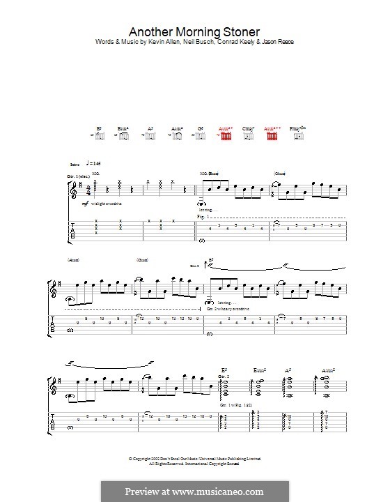 Another Morning Stoner (And You Will Know Us By the Trail of Dead): For guitar with tab by Conrad Keely, Jason Reece, Kevin Allen, Neil Busch
