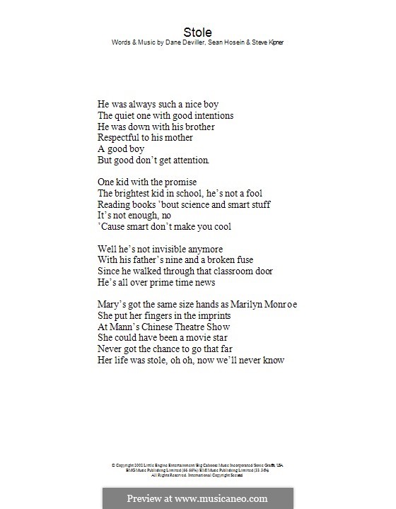Stole (Kelly Rowland): Lyrics only by Dane Deviller, Sean Hosein, Stephen Alan Kipner