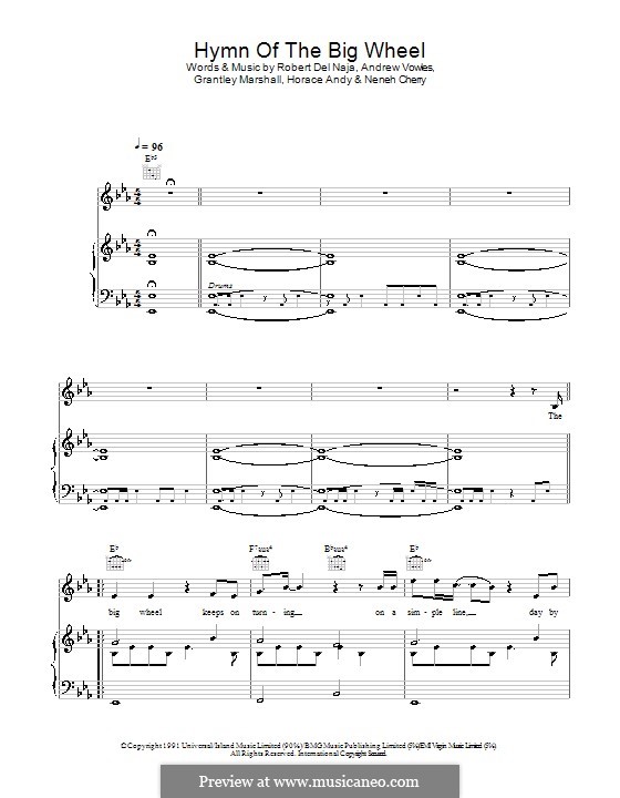 Hymn of the Big Wheel (Massive Attack): For voice and piano (or guitar) by Andrew Vowles, Grantley Marshall, Robert Del Naja