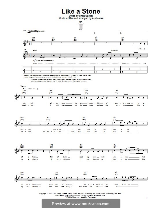 Like a Stone (Audioslave): For guitar with tab by Chris Cornell