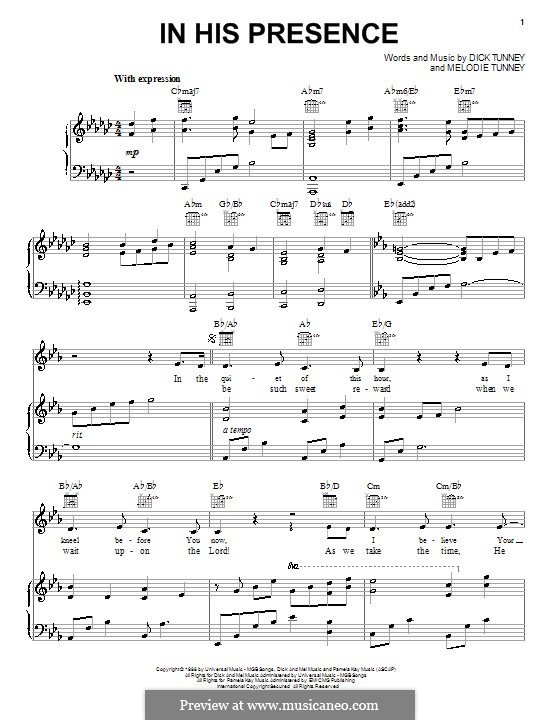 In His Presence: For voice and piano (or guitar) by Melodie Tunney
