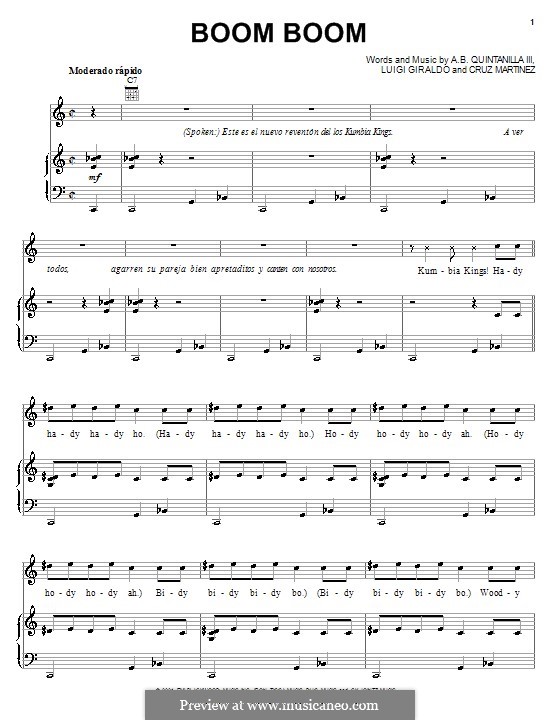 Boom Boom: For voice and piano (or guitar) by Cruz Martinez, Luigi Giraldo