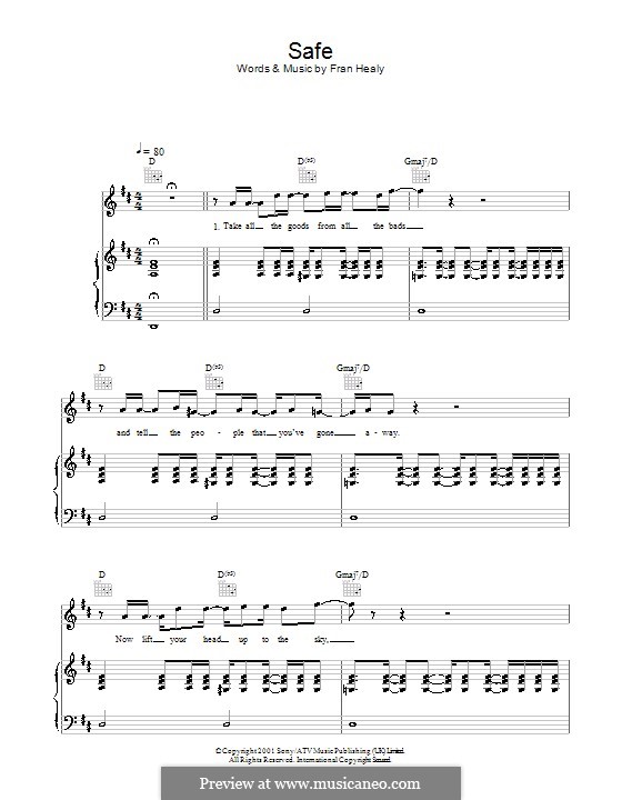 Safe (Travis): For voice and piano (or guitar) by Fran Healy